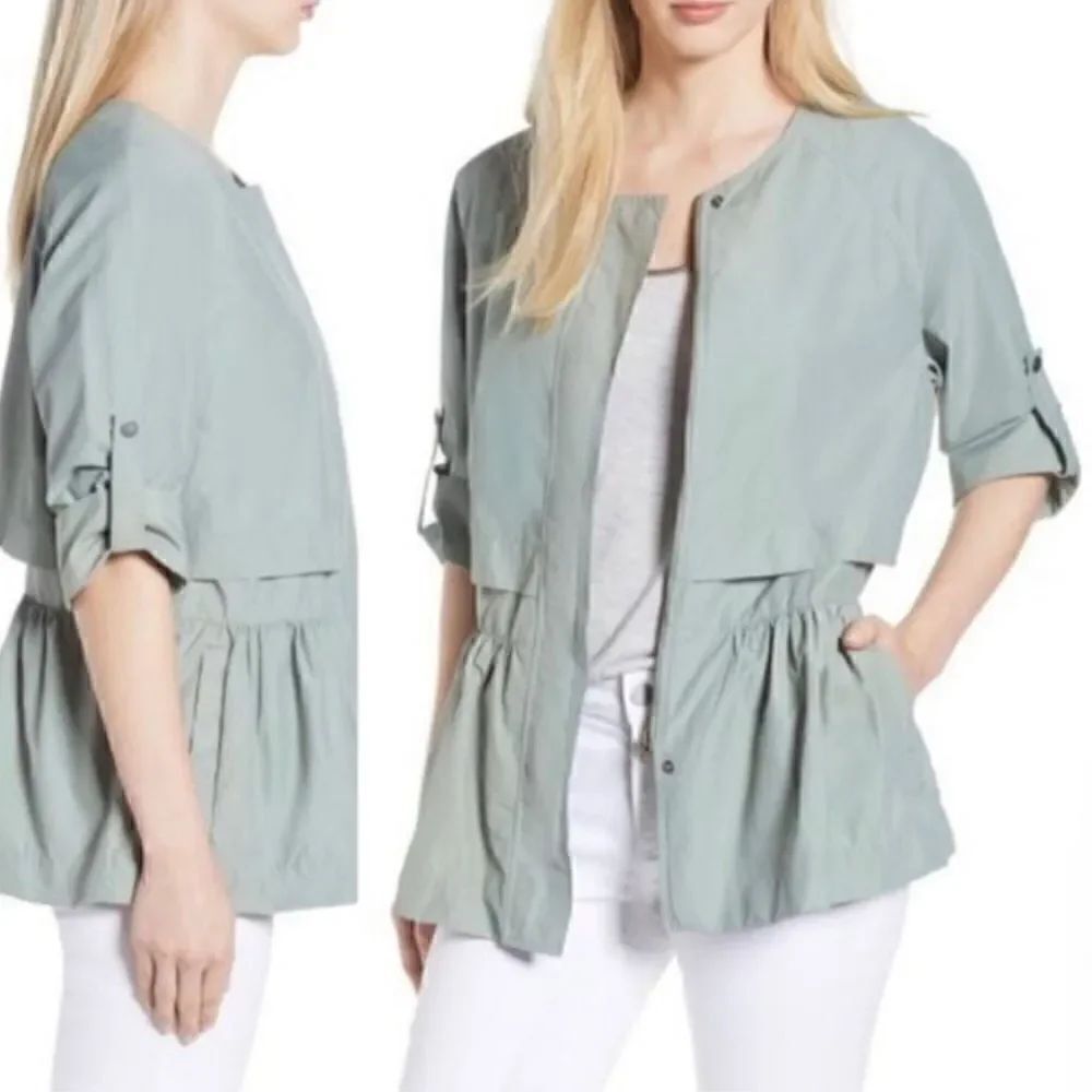 - Caslon peplum cotton/ nylon jacket. Size Med